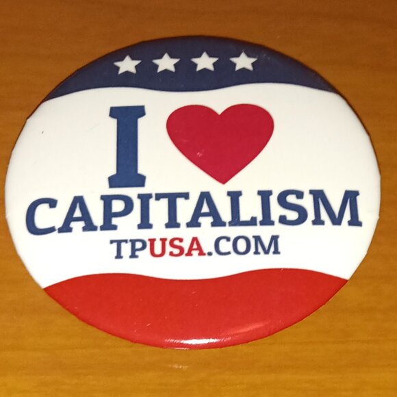 Charlie Kirk TPUSA I LOVE CAPITALISM BIG GOVT SUCKS Pin Set Buttons Rare RIP - Picture 2 of 3